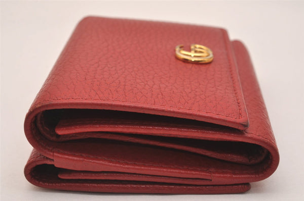 Authentic GUCCI Petite Mormont Trifold Wallet Purse Leather 474746 Red 6727J