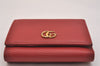 Authentic GUCCI Petite Mormont Trifold Wallet Purse Leather 474746 Red 6727J