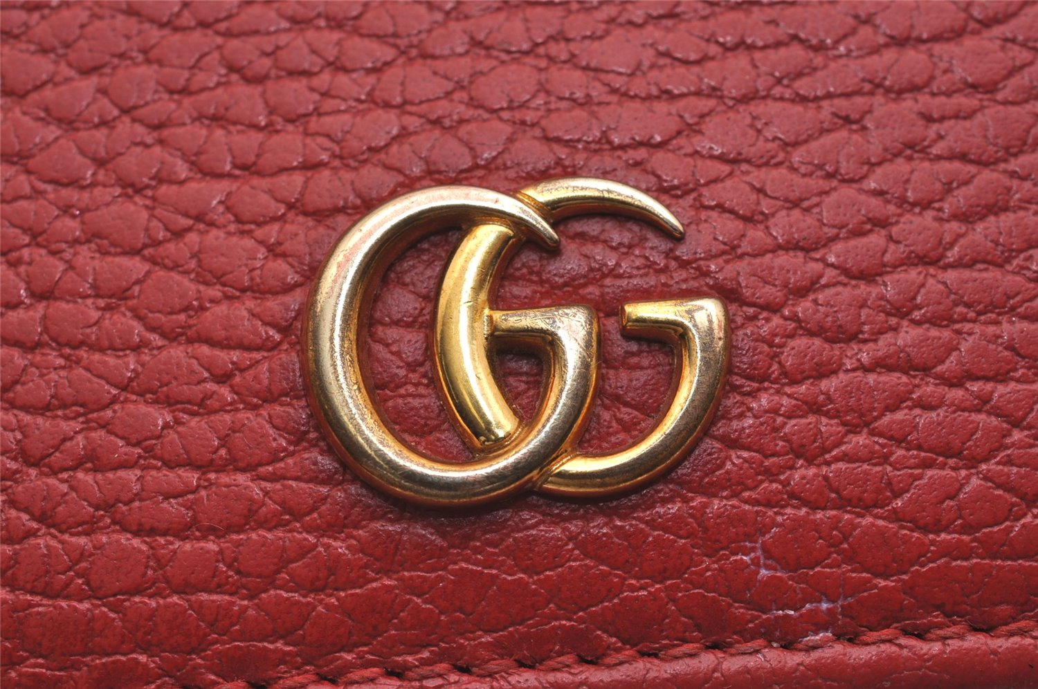 Authentic GUCCI Petite Mormont Trifold Wallet Purse Leather 474746 Red 6727J