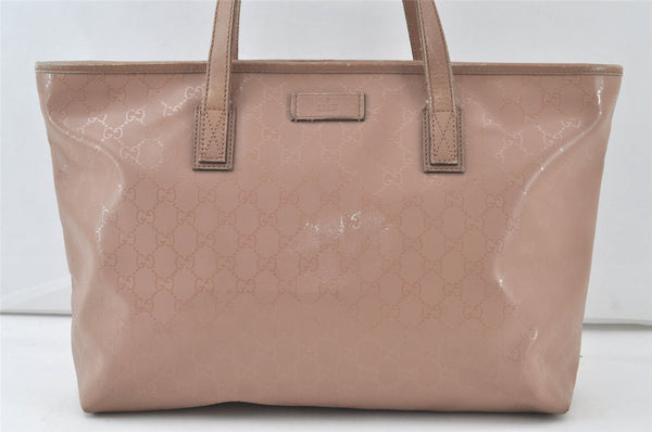 Authentic GUCCI GG Imprime Shoulder Tote Bag GG PVC Leather 211137 Pink 6727K