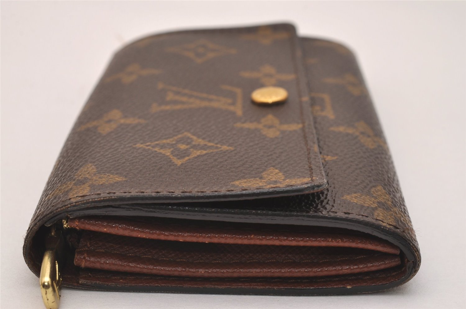 Authentic Louis Vuitton Monogram Porte Monnaie Zip Bifold Wallet M61735 LV 6728J