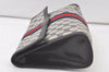 Authentic GUCCI Sherry Line Clutch Hand Bag GG PVC Leather Navy Blue Junk 6728K