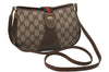 Authentic GUCCI Web Sherry Line Shoulder Cross Bag GG PVC Leather Brown 6729J