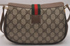 Authentic GUCCI Web Sherry Line Shoulder Cross Bag GG PVC Leather Brown 6729J