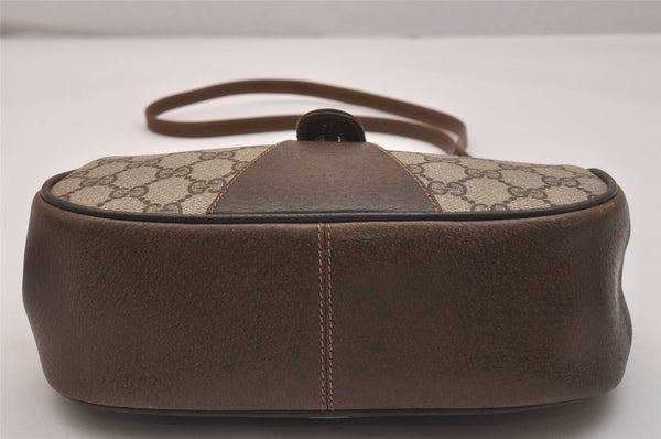 Authentic GUCCI Web Sherry Line Shoulder Cross Bag GG PVC Leather Brown 6729J