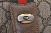 Authentic GUCCI Web Sherry Line Shoulder Cross Bag GG PVC Leather Brown 6729J