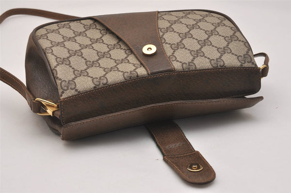 Authentic GUCCI Web Sherry Line Shoulder Cross Bag GG PVC Leather Brown 6729J