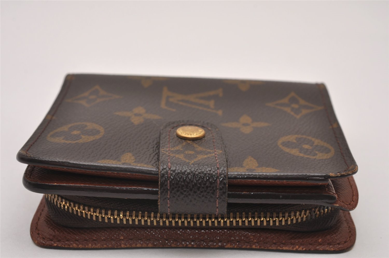 Authentic Louis Vuitton Monogram Compact Zip Bifold Wallet Purse M61667 LV 6734I