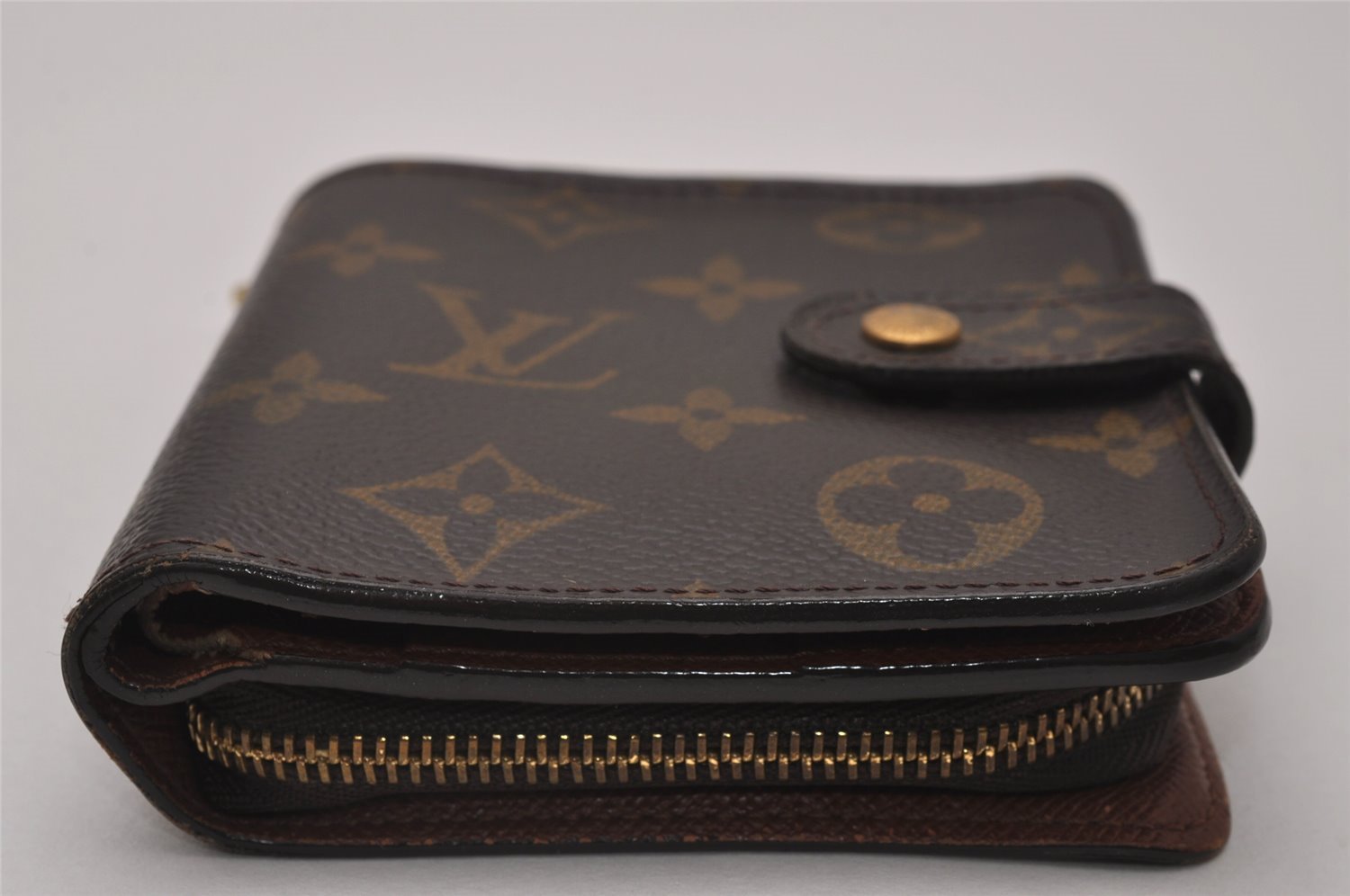 Authentic Louis Vuitton Monogram Compact Zip Bifold Wallet Purse M61667 LV 6734I