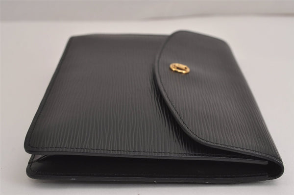 Authentic Louis Vuitton Epi Montaigne 23 Clutch Hand Bag Black M52662 LV 6738J