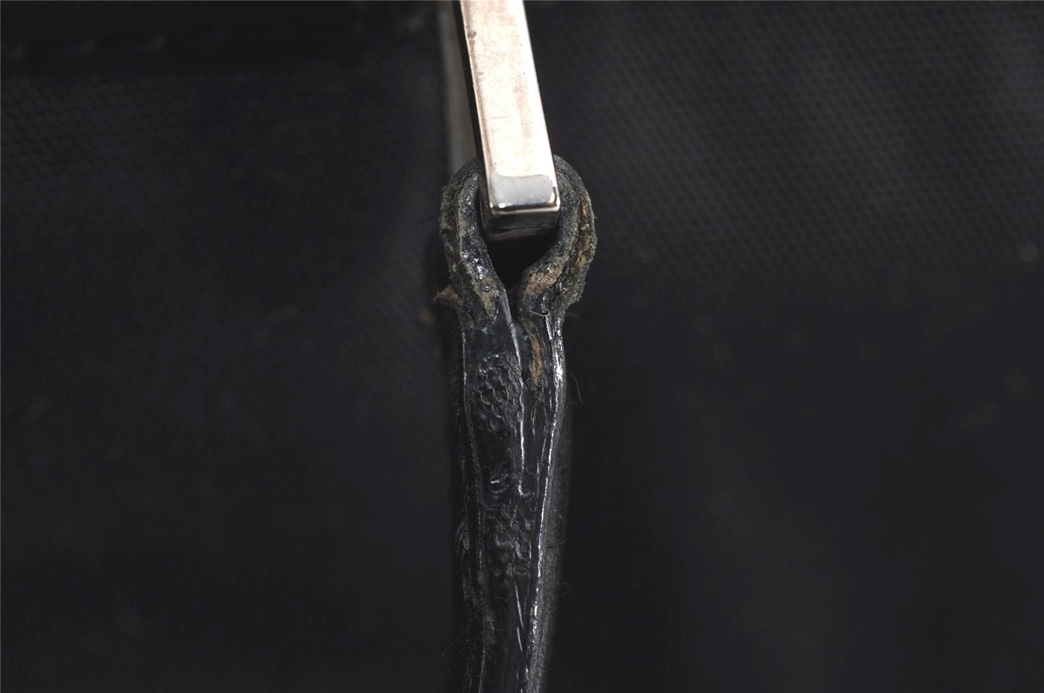 Authentic GUCCI Vintage Shoulder Hand Bag Nylon Leather Black 6740J