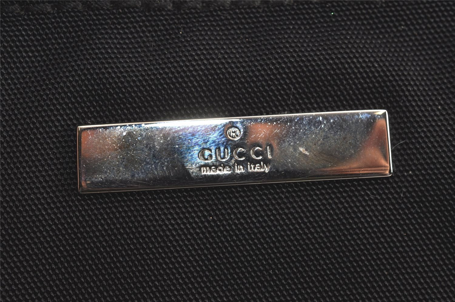 Authentic GUCCI Vintage Shoulder Hand Bag Nylon Leather Black 6740J