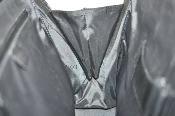 Authentic GUCCI Vintage Shoulder Hand Bag Nylon Leather Black 6740J