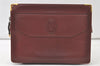 Authentic Cartier Must de Cartier Clutch Bag Leather Bordeaux Red Junk 6740K