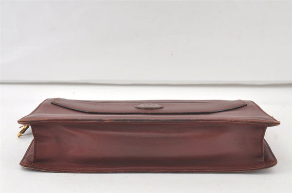 Authentic Cartier Must de Cartier Clutch Bag Leather Bordeaux Red Junk 6740K