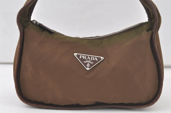 Authentic PRADA TESSUTO EGG Nylon Leather Shoulder Bag BR0744 Khaki Green 6741K