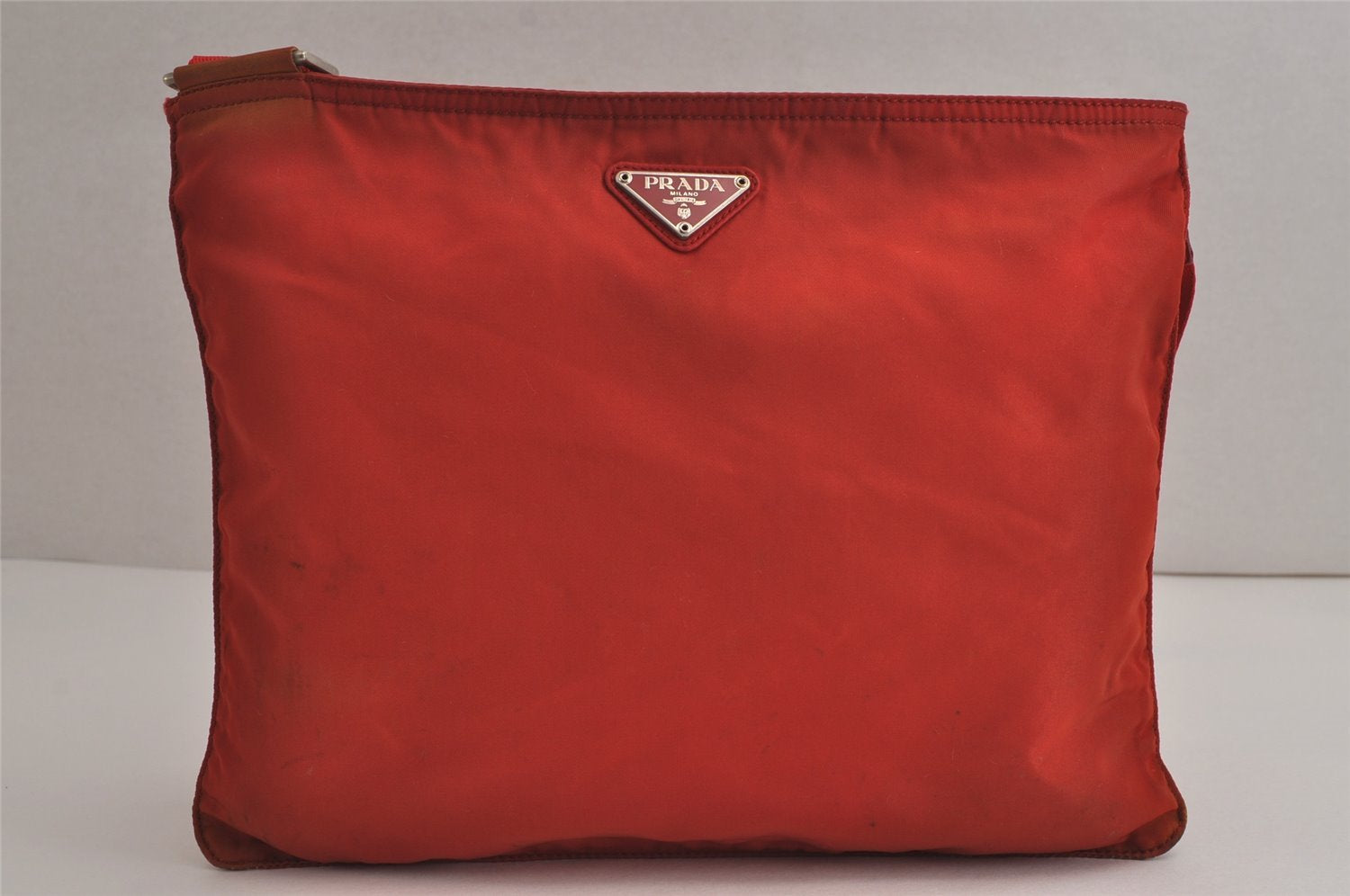 Authentic PRADA Nylon Tessuto Leather Shoulder Cross Body Bag Red 6742J