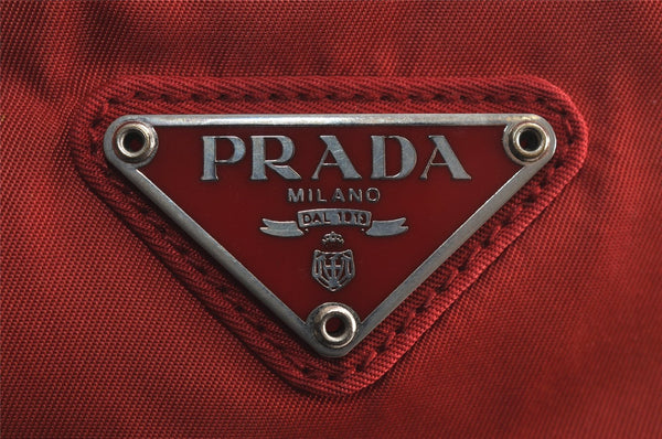 Authentic PRADA Nylon Tessuto Leather Shoulder Cross Body Bag Red 6742J