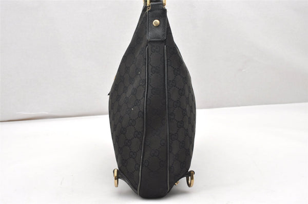 Authentic GUCCI Abbey Shoulder Hand Bag GG Canvas Leather 130737 Black 6742K