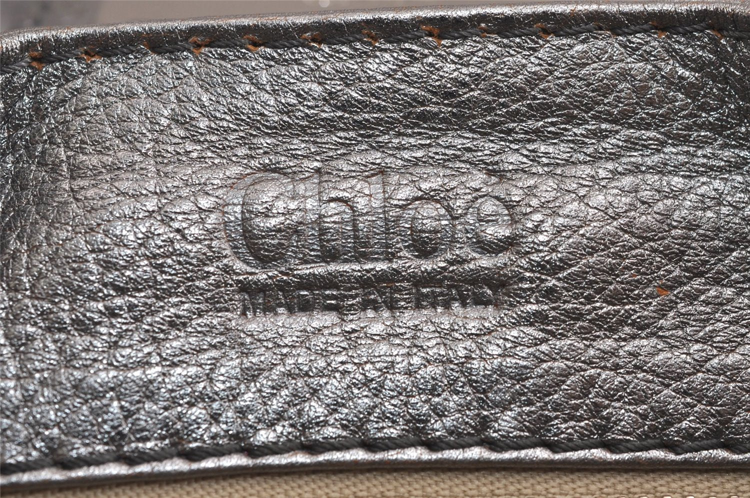 Authentic Chloe Vintage Paddington Leather Shoulder Hand Bag Silver 6743J