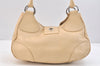 Authentic PRADA Vintage Leather Nappa Shoulder Hand Bag Purse Beige 6746K