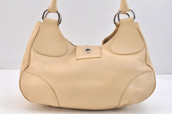 Authentic PRADA Vintage Leather Nappa Shoulder Hand Bag Purse Beige 6746K