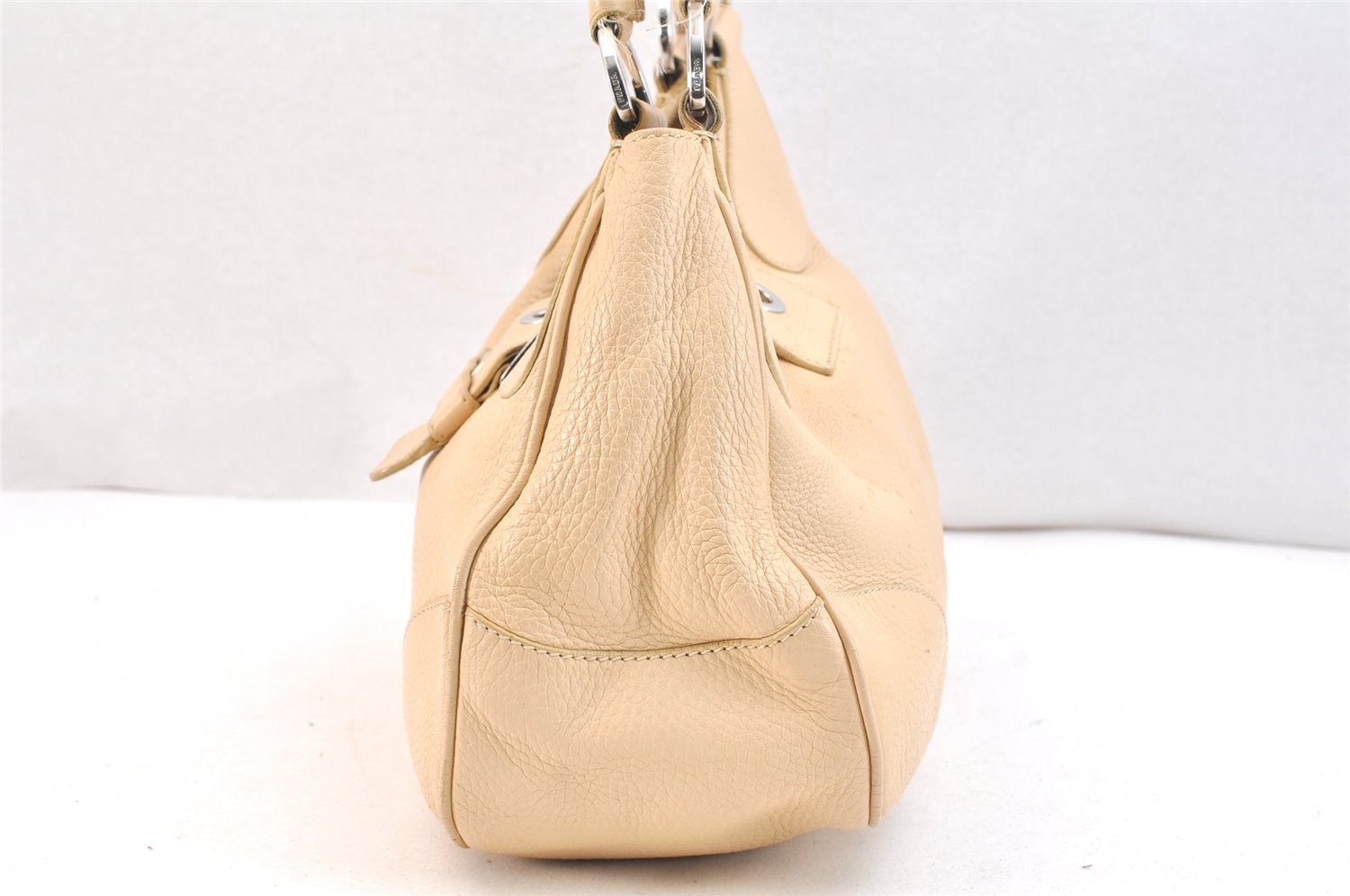 Authentic PRADA Vintage Leather Nappa Shoulder Hand Bag Purse Beige 6746K