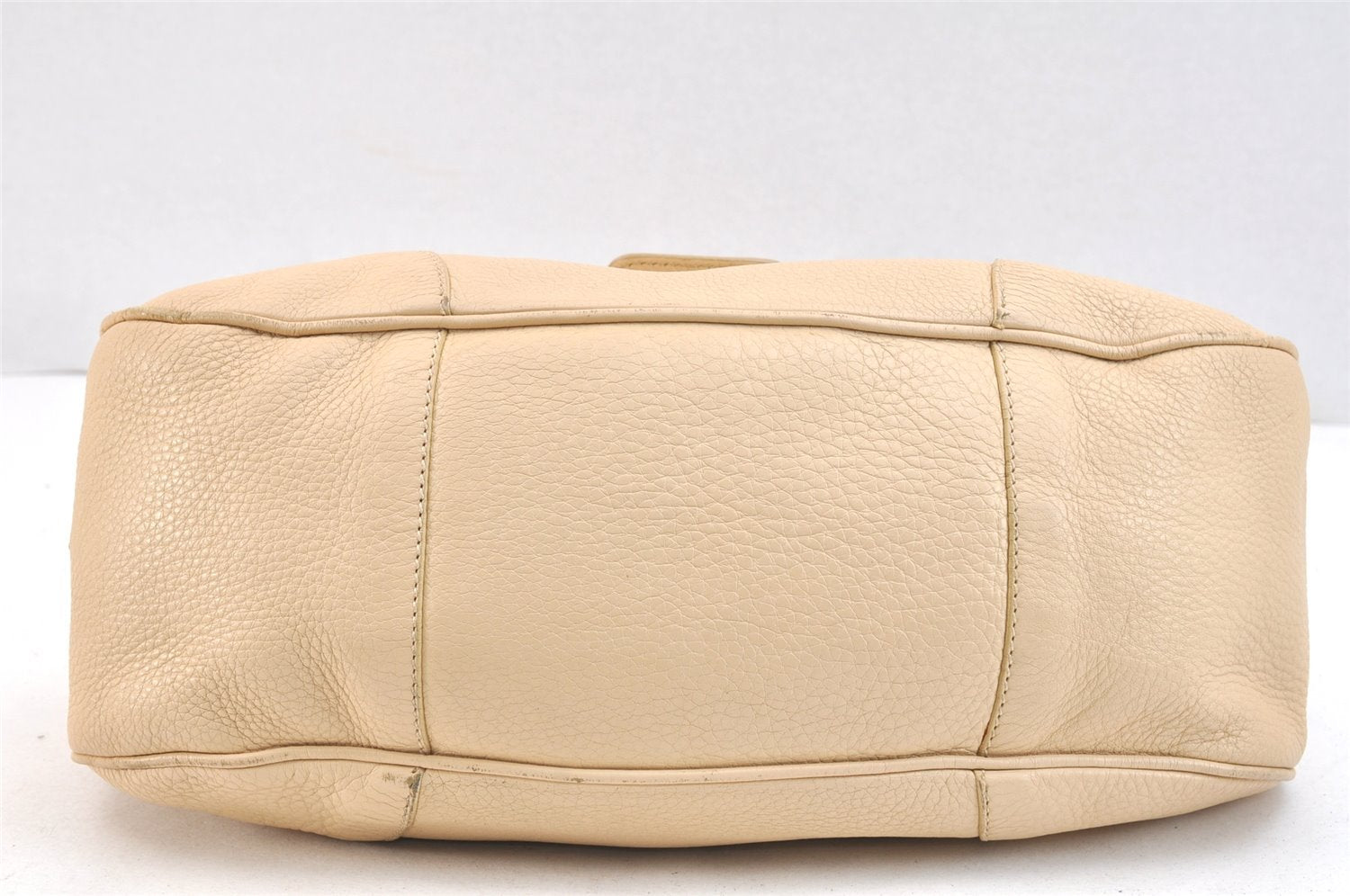 Authentic PRADA Vintage Leather Nappa Shoulder Hand Bag Purse Beige 6746K