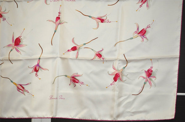 Authentic HERMES Carre 90 Scarf "Fleurs de Fuchsia" Silk Pink White 6748J