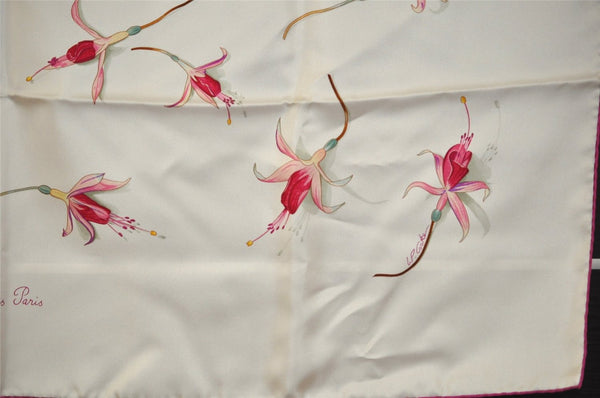 Authentic HERMES Carre 90 Scarf "Fleurs de Fuchsia" Silk Pink White 6748J