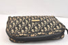 Authentic Christian Dior Trotter Clutch Hand Bag Canvas Leather Black 6749K