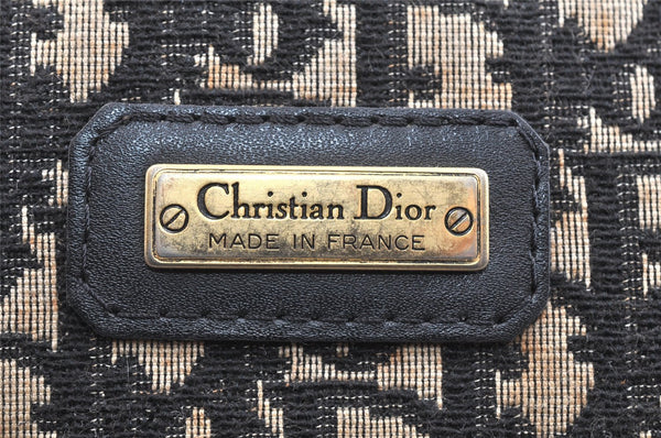 Authentic Christian Dior Trotter Clutch Hand Bag Canvas Leather Black 6749K