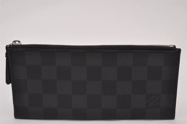 Authentic Louis Vuitton Vintage Damier Graphite Pouch Purse Black 6750I