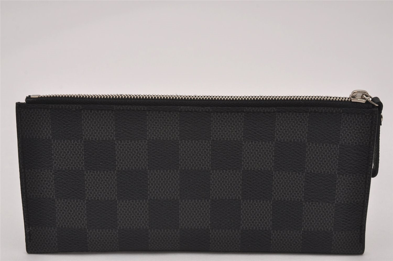 Authentic Louis Vuitton Vintage Damier Graphite Pouch Purse Black 6750I