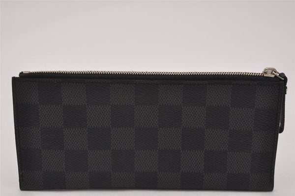 Authentic Louis Vuitton Vintage Damier Graphite Pouch Purse Black 6750I