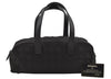 Authentic CHANEL New Travel Line Hand Boston Bag Purse Nylon Leather Black 6751J