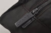 Authentic CHANEL New Travel Line Hand Boston Bag Purse Nylon Leather Black 6751J