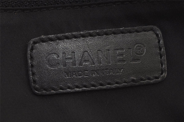 Authentic CHANEL New Travel Line Hand Boston Bag Purse Nylon Leather Black 6751J