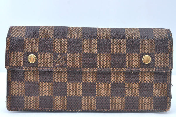 Authentic Louis Vuitton Damier Portefeuille Accordeon Wallet N60002 LV 6753I