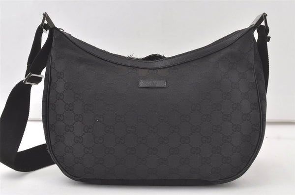 Authentic GUCCI Shoulder Cross Body Bag GG Canvas Leather 122790 Black  6757K