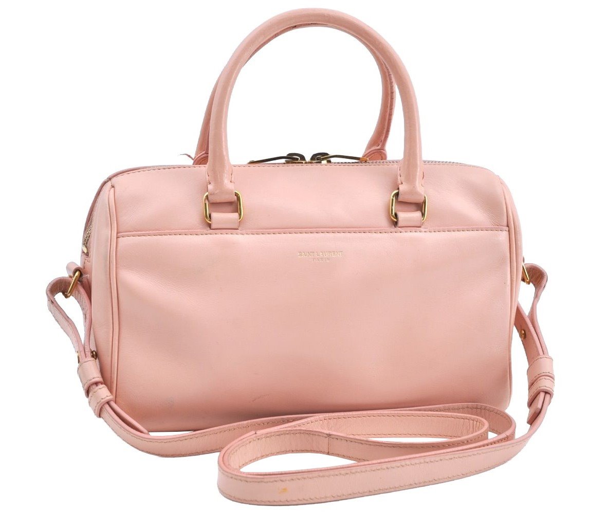 Authentic SAINT LAURENT Baby Duffle 2Way Hand Bag Leather 330958 Pink 6759F