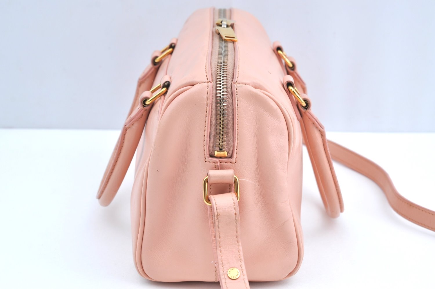 Authentic SAINT LAURENT Baby Duffle 2Way Hand Bag Leather 330958 Pink 6759F