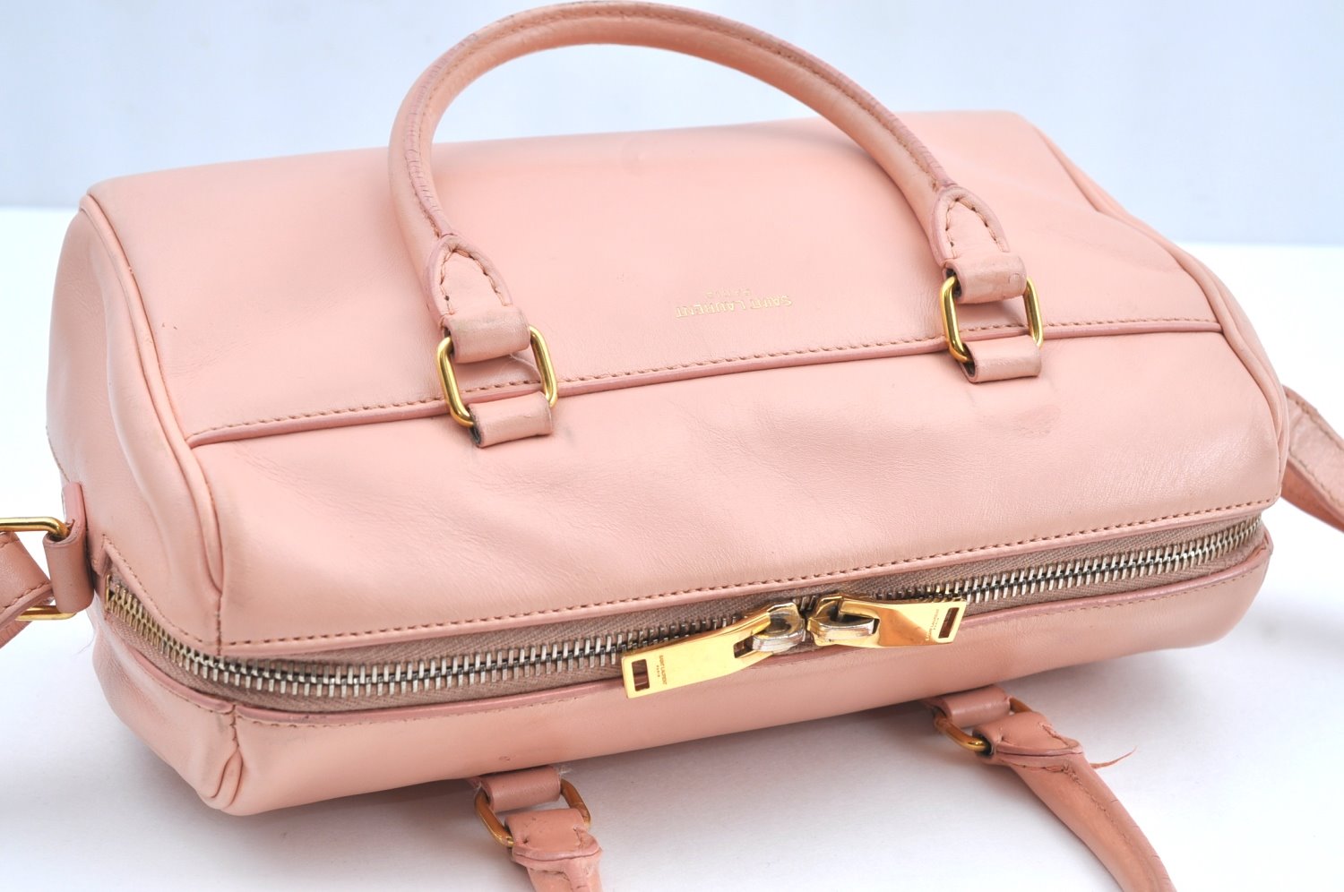 Authentic SAINT LAURENT Baby Duffle 2Way Hand Bag Leather 330958 Pink 6759F