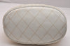 Authentic CHANEL PVC Calf Skin Matelasse Chain Shoulder Bag Beige White CC 6767J