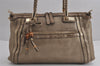 Authentic GUCCI Bamboo Bella Tassel 2Way Hand Bag Leather 282300 Gold 6768J