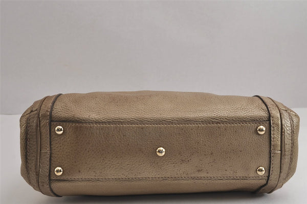 Authentic GUCCI Bamboo Bella Tassel 2Way Hand Bag Leather 282300 Gold 6768J