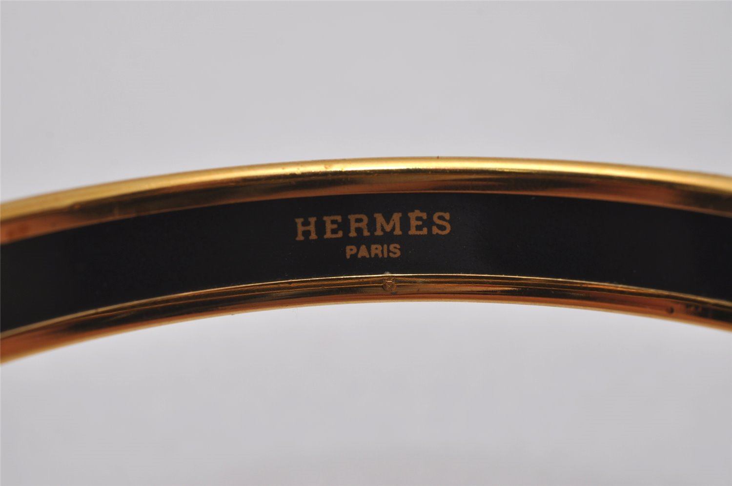 Authentic HERMES Email PM Bangle Anchor Motif Gold Blue 6770I