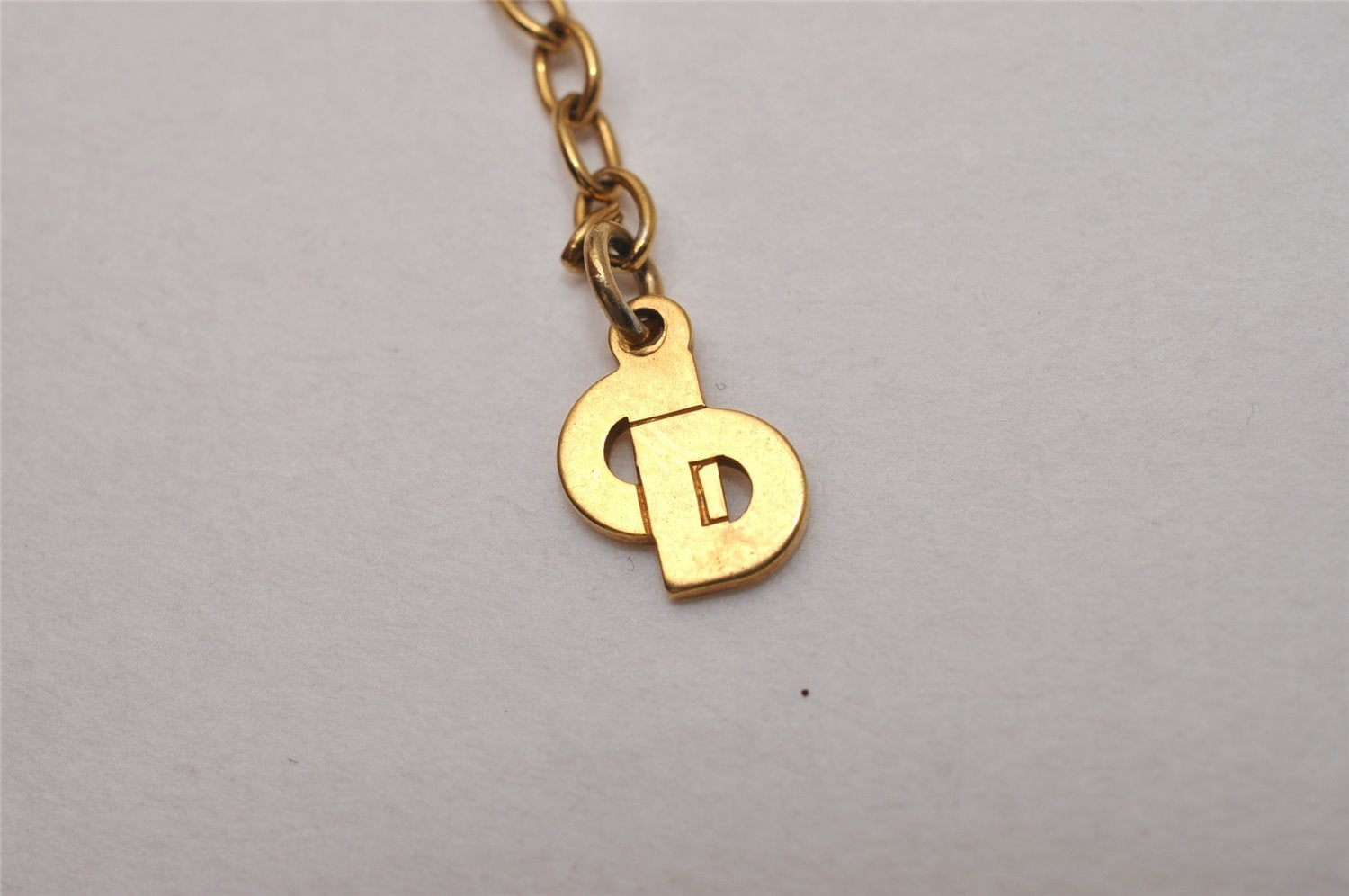 Authentic Christian Dior Gold Tone Chain Pendant Necklace CD 6771I