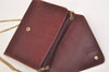 Auth Christian Dior Honeycomb Shoulder Bag Chain Canvas Leather Bordeaux 6771J