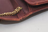 Auth Christian Dior Honeycomb Shoulder Bag Chain Canvas Leather Bordeaux 6771J